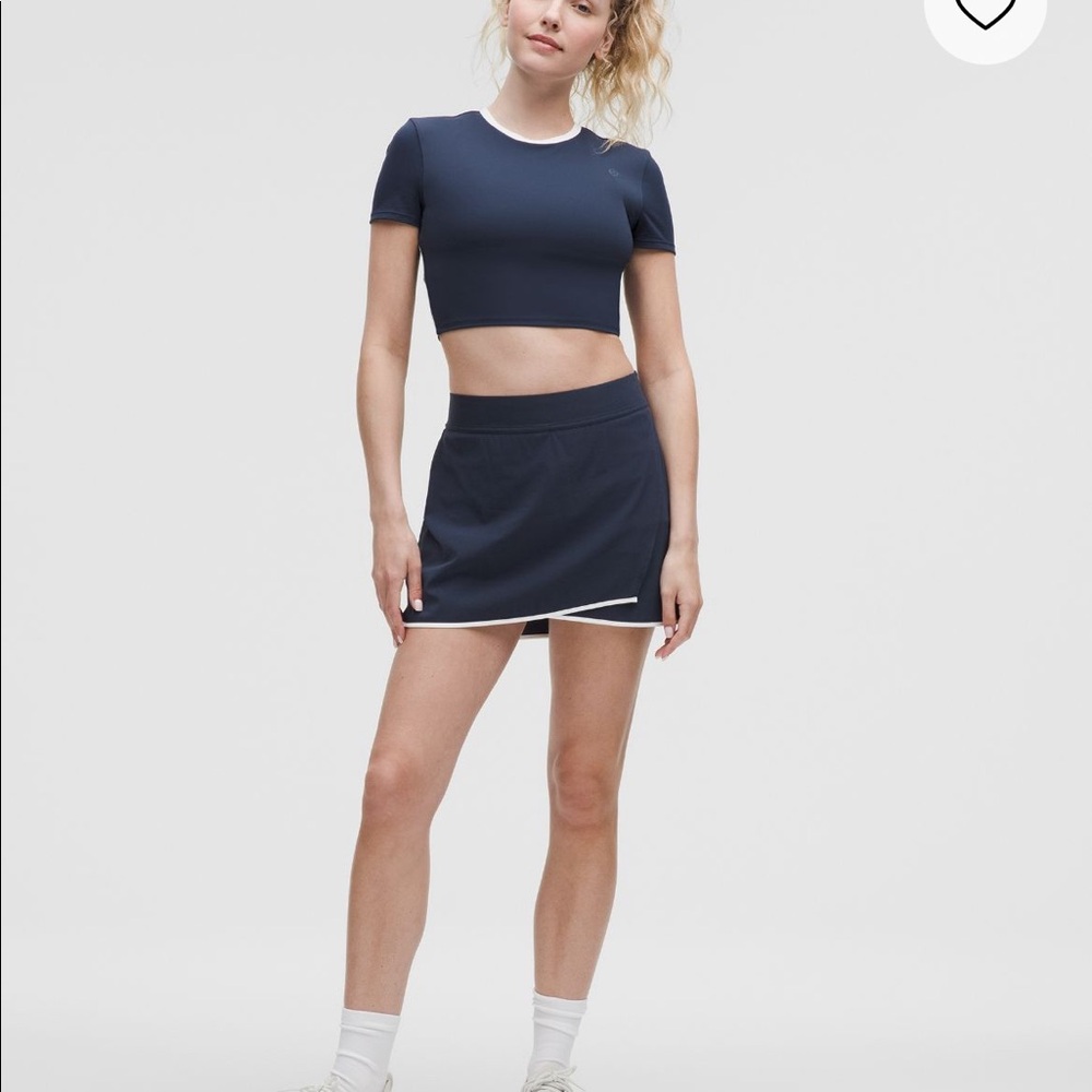 lululemon athletica Navy Blue Crop Top with White Trim
